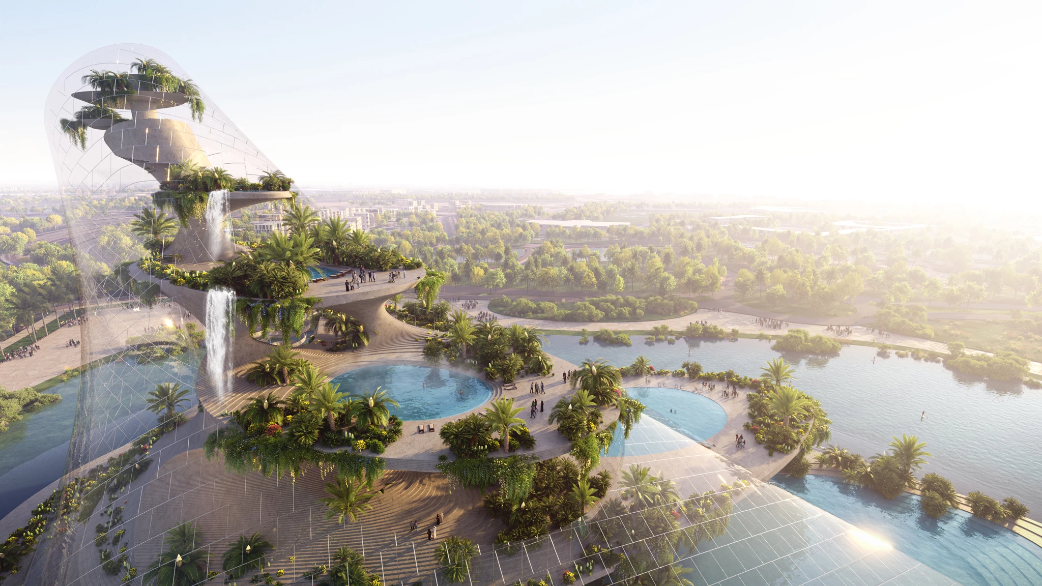 Architectural rendering of Therme Dubai Islands in the Sky at Zabeel Park